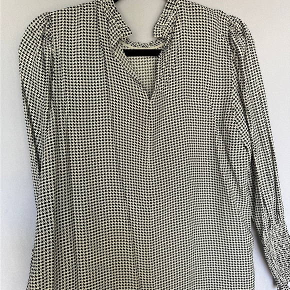 Zara Black and White Check Blouse with High Neck - Picture 4 of 5